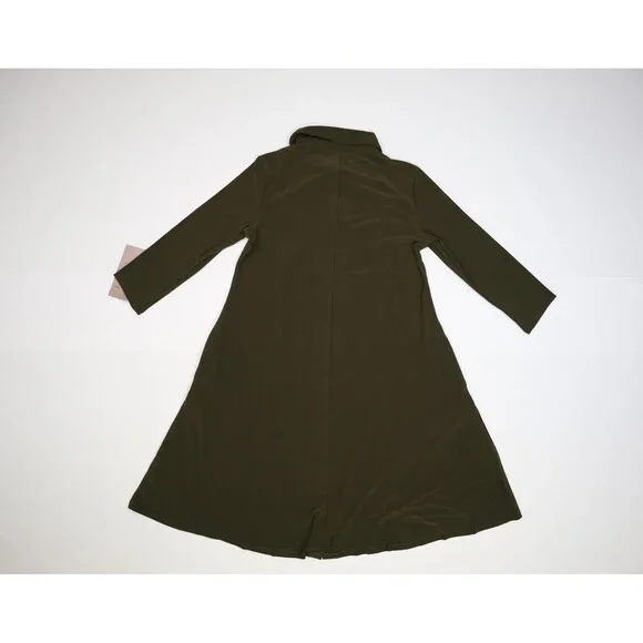 Nina Leonard Dress Womens Small Dark Olive Miracle Matte Jersey Shirt Button Up - Picture 5 of 14